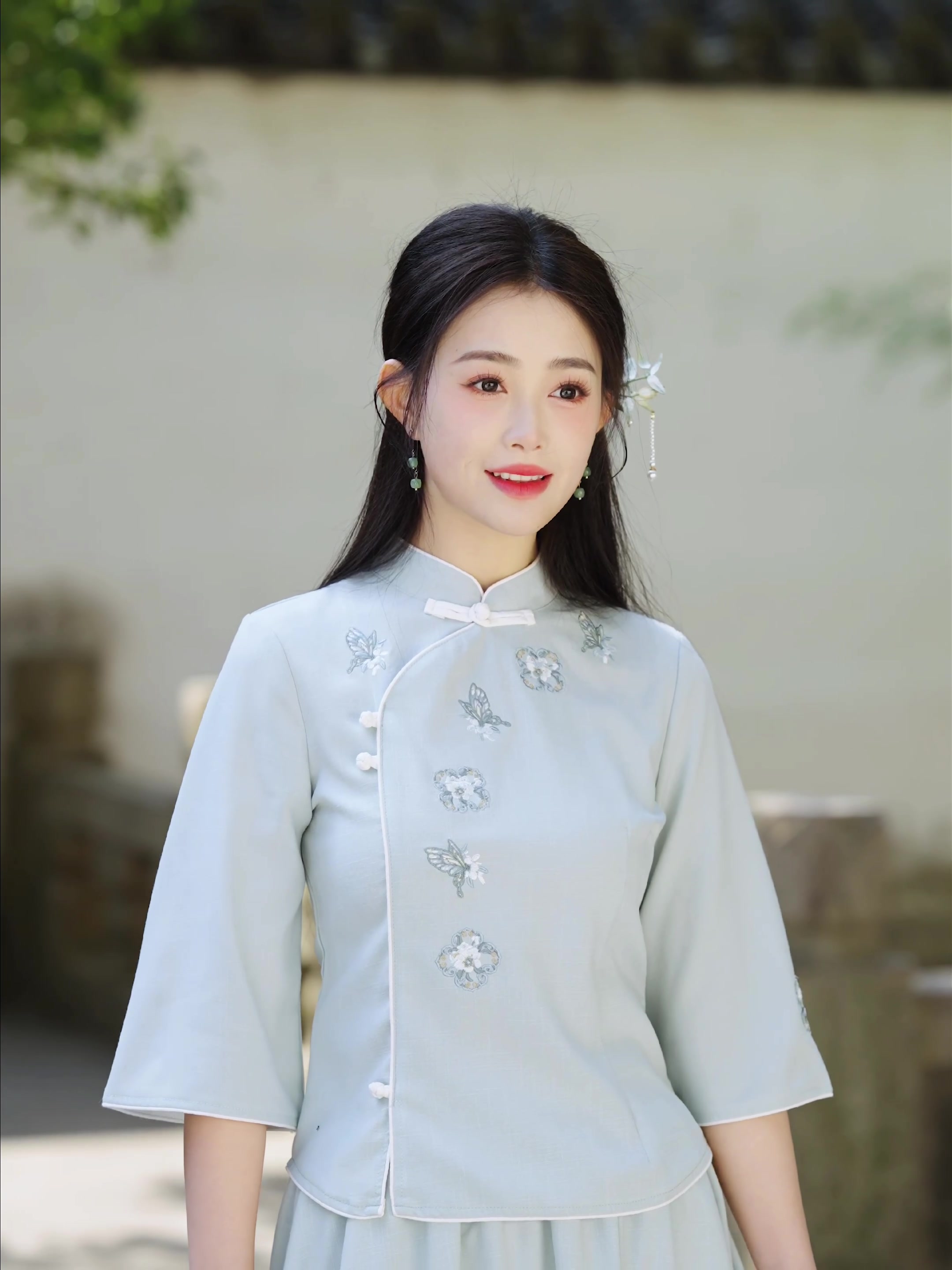 新中式上衣中国风纯手工盘扣唐装茶艺服女长裙禅服套装